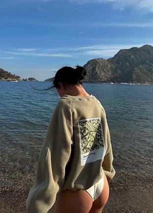 Якісне жіноче худі на флісі оверсайз з принтом