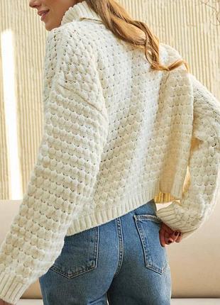 Распродажа 🏷 9% оверсайз оверсайз укороченный свитер мирер ажурный в узор под горло