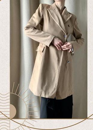 Класичне пальто шерсть довгий плащ кишені класика осінь кемел світле коричневе klein oldmoney