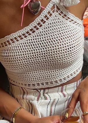 Пляжний вʼязаний топ жіночий хс-с