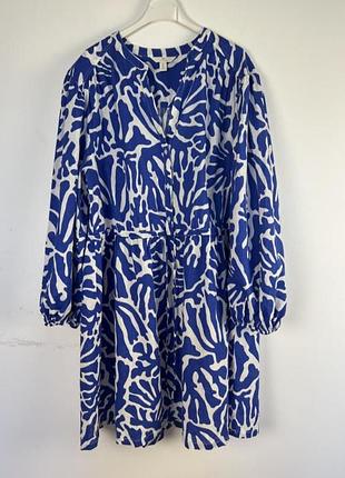 Платье из льна с объемными рукавами