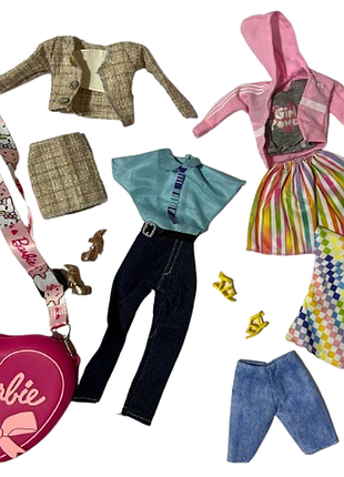 Набір одягу для ляльок типу барбі в сумочці (1342)