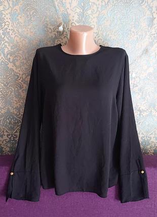 Черная блуза р. 46 /48 блузка рубашка