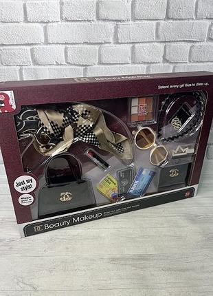 Детский набор аксессуаров модницы:сумочка,гаманец. игра создания стильного образа девушек.игровая косметика