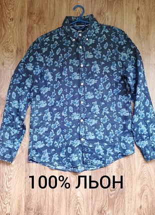 Чоловіча сорочка 💯 льон 46-48 розмір