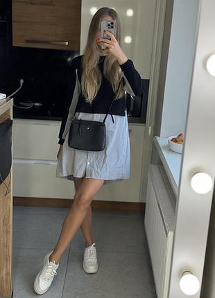 Стильное платье рубашка распашонка сарафан в полоску bebe размер м оверсайз