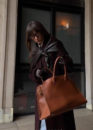 Сумка row tote кожзам карамель 37х26х19