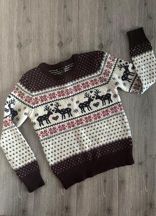 Светр вовна 80% білий/ бордовий 44-46 р.