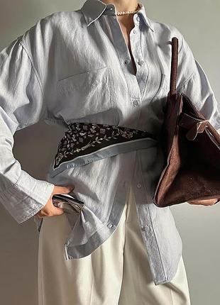 Сорочка базова h&m з льоном стильна сорочка оверсайз