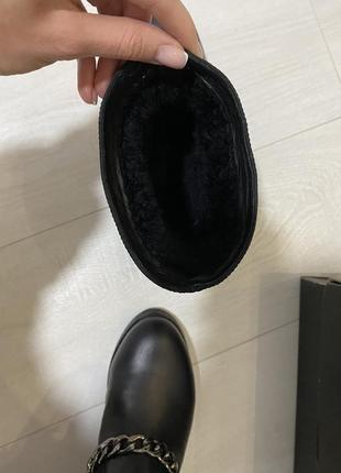 Черный зимние ботинки, сапожки на меху3 фото