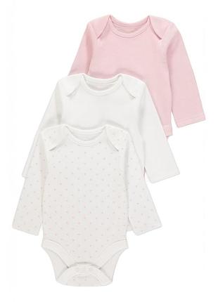 Набір боді з довгим рукавом для дівчинки 3-6, 9-12