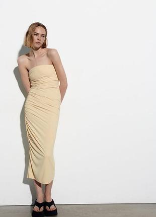 Сукня міді без бретелей zara, м