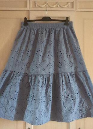 Стильная ярусная коттоновая юбка.