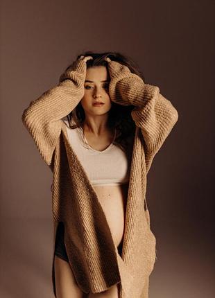 Бежевий теплий кардиган кофта