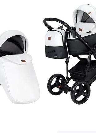 Дитяча коляска 2 в 1 angelina amica bliss біла (еко-шкіра)