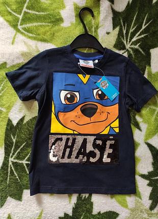 Дитяча футболка щенячий патруль гонщик р.5/6  disney. дизайн дуже крутий