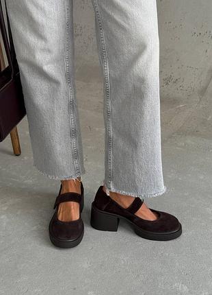 Туфлі жіночі натуральний замш коричневі