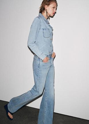 Джинсы zw collection wide-leg со средней посадкой от zara