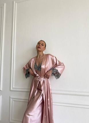 🖍розкішний комплект із гладкого атласу ніжно рожевого кольору — ідеальне поєднання жіночності та комфорту.