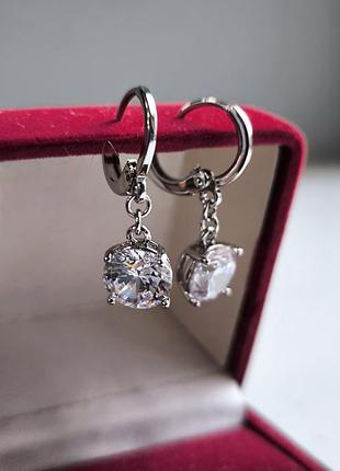 Серьги с кристаллами гипоаллергический медицинское золото