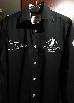 Мужская чёрная рубашка, брендовая сорочка