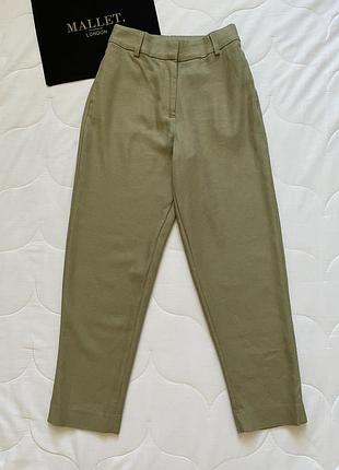 Оливкові лляні штани h&m 4