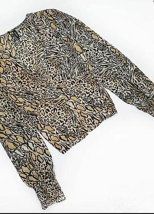 Леопардова блуза топ на гудзиках