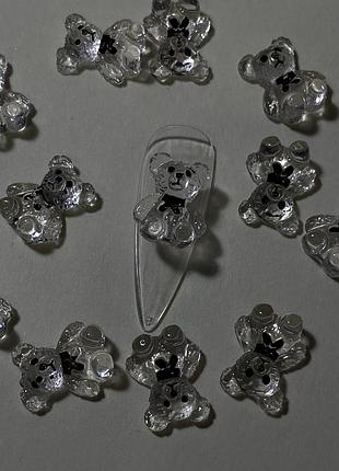 Новорічна акція декор на нігті прозорі ведмедики