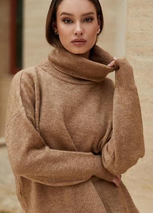 Оверсайс шерсть свитер кофта h&m с высоким воротом, размер m