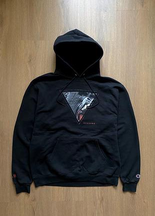 Чорне худі champion baggy vintage кофта чемпіон оригінал (m-l)