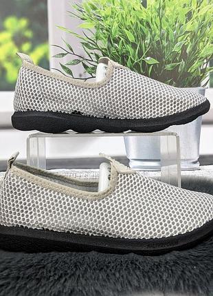 Мокасини жіночі crystal сірі на чорній підошві текстильні сітка 4947