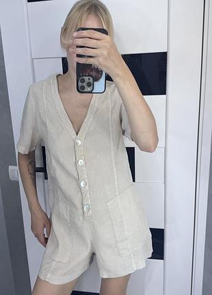Комбінезон шортами ромпер лляний zara жіночий хс-с