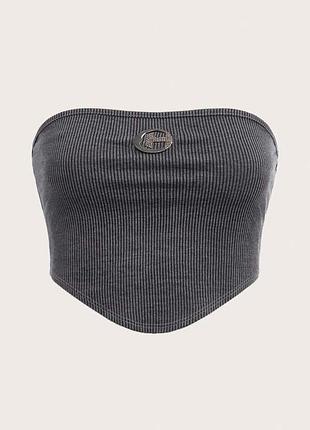 Трендовий сірий топ-бандо у рубчик, топ без бретель shein