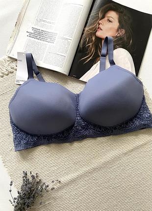42с / 95с бюстгальтер без костіна поролоні з  мереживною спинкою та бавовняною чашкою зсередини