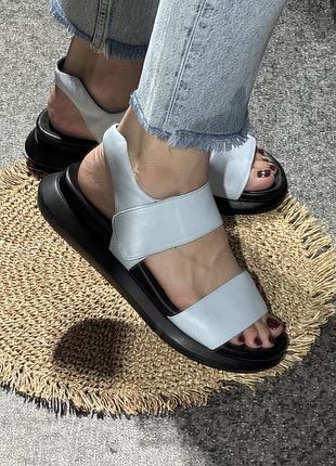 Шкіряні на липучці жіночі сандалі, босоніжки 😍 40 розмір