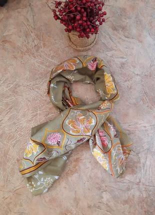Шарф, платок в цветочный, восточный принт от st. michael италия1 фото
