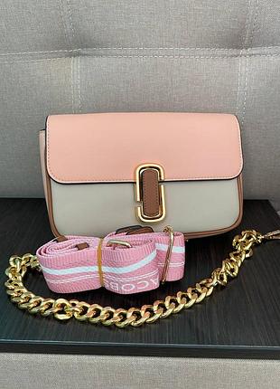 Женская сумка marc jacobs бежевая розовая