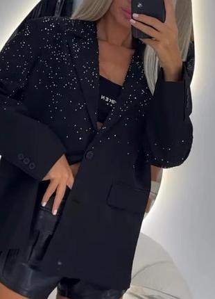 Піджак  в каміння . оверсайз . пиджак из стразами