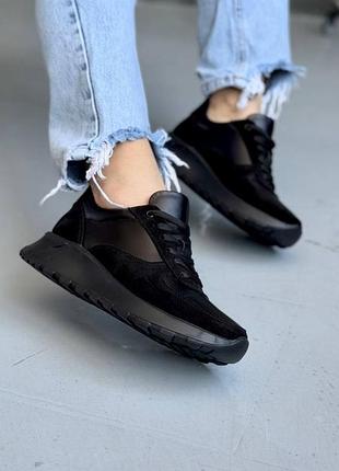Кроссовки женские украинская натарульная замша и кожа черные р36-41 кроссовки жеncкие украшение черне
