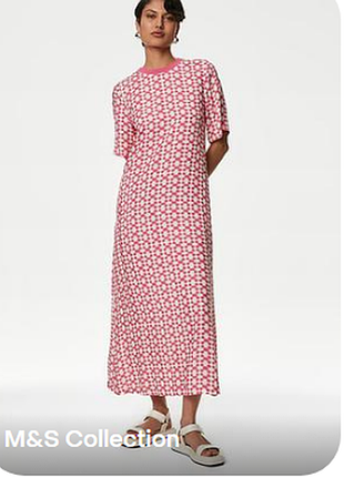 Футболка-платье m&s autograph cupro rich с принтом midaxi размер22