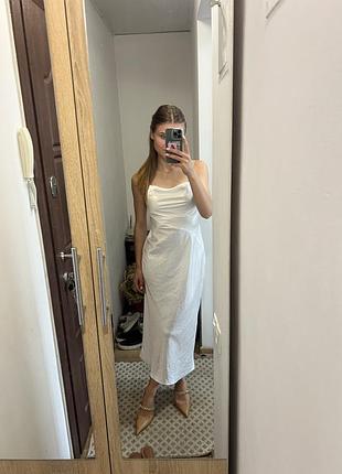 Біла сукня міді / шовкова сукня / молочне плаття