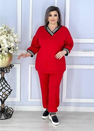 Червоний спортивний костюм батал синій прогулянковий костюм батал