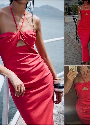 Платье с льном отода zara зара.