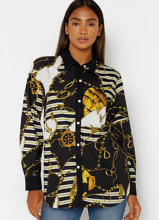 Женская рубашка с принтом " qingduomao "| барокко стиль / eu 38-40 / m-l / состояние идеальний!