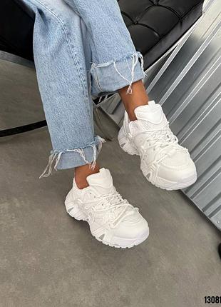 Кроссовки 13081, р.38,39, эко-кожа+сетка, белый