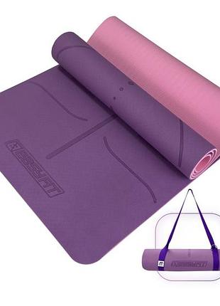 Коврик для йоги и фитнеса easyfit polarity padma 8 мм с ремнем