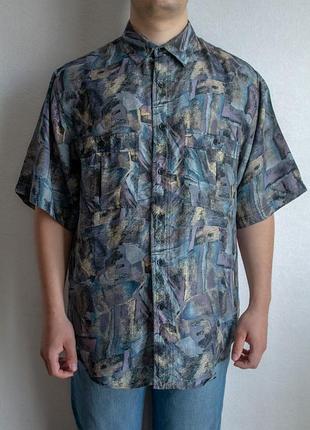 Рубашка шелковая винтаж мужская vintage в принт