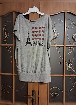 Серая летняя футболка туника
