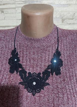 Шикарна прикраса кольє металеве мереживо з камінням