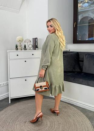 Оливкова сукня батал оливкова сукня на осінь осіння сукня вільного крою